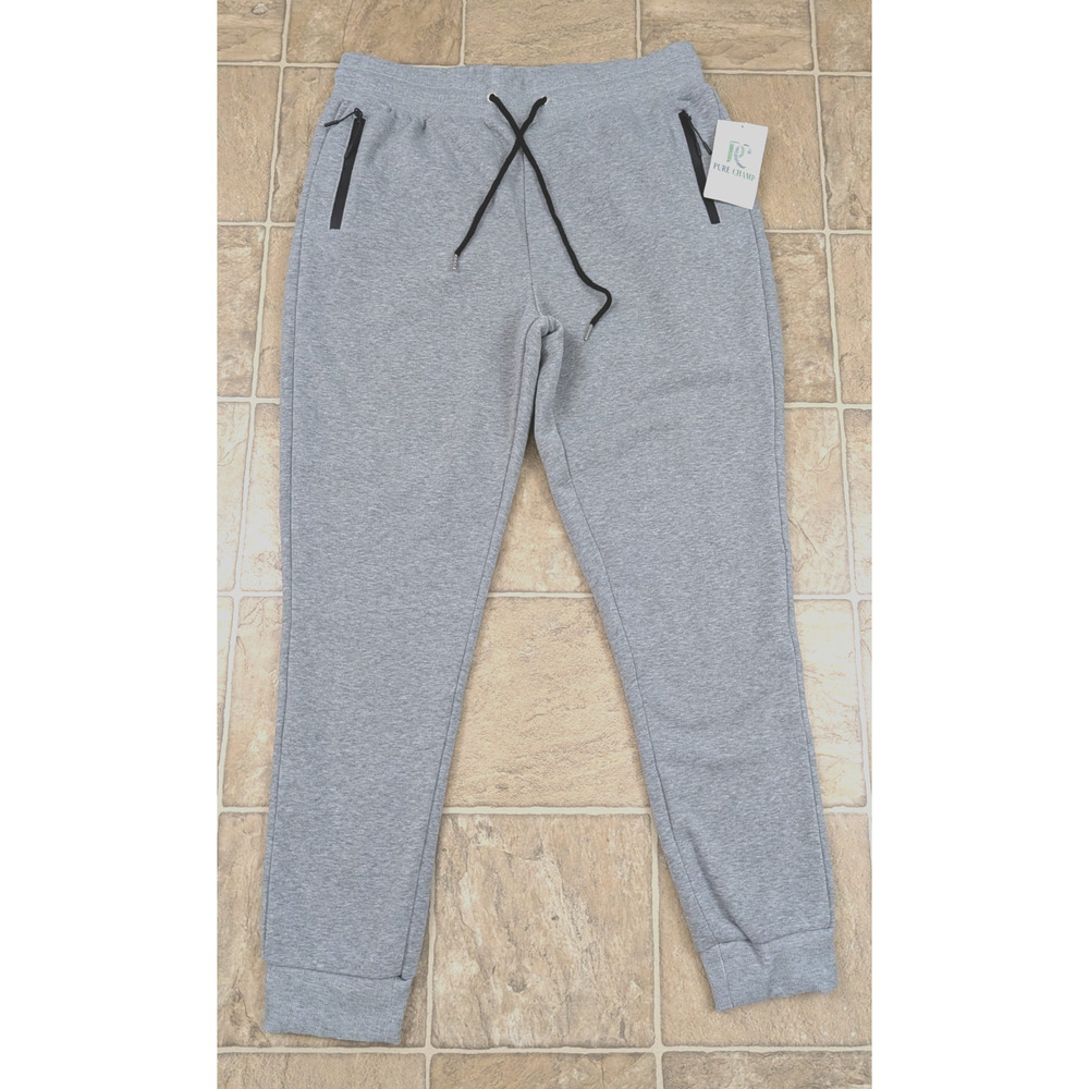 New Pure Champ sz 2XL Fleece Jogger Sweatpants gray zip pockets 1333